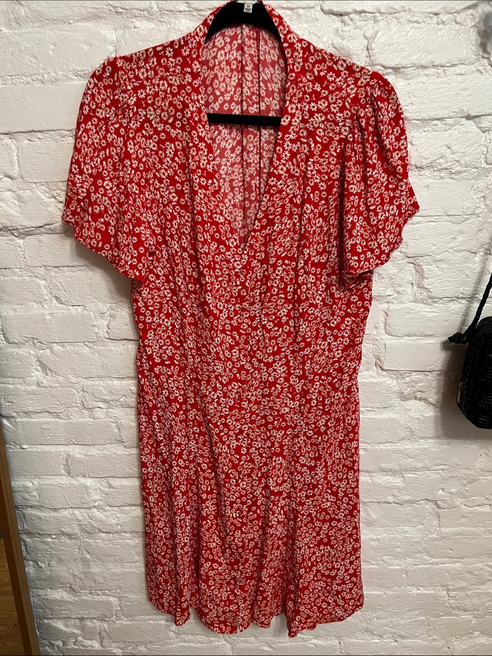 Madewell Red and White Floral Midi Dress